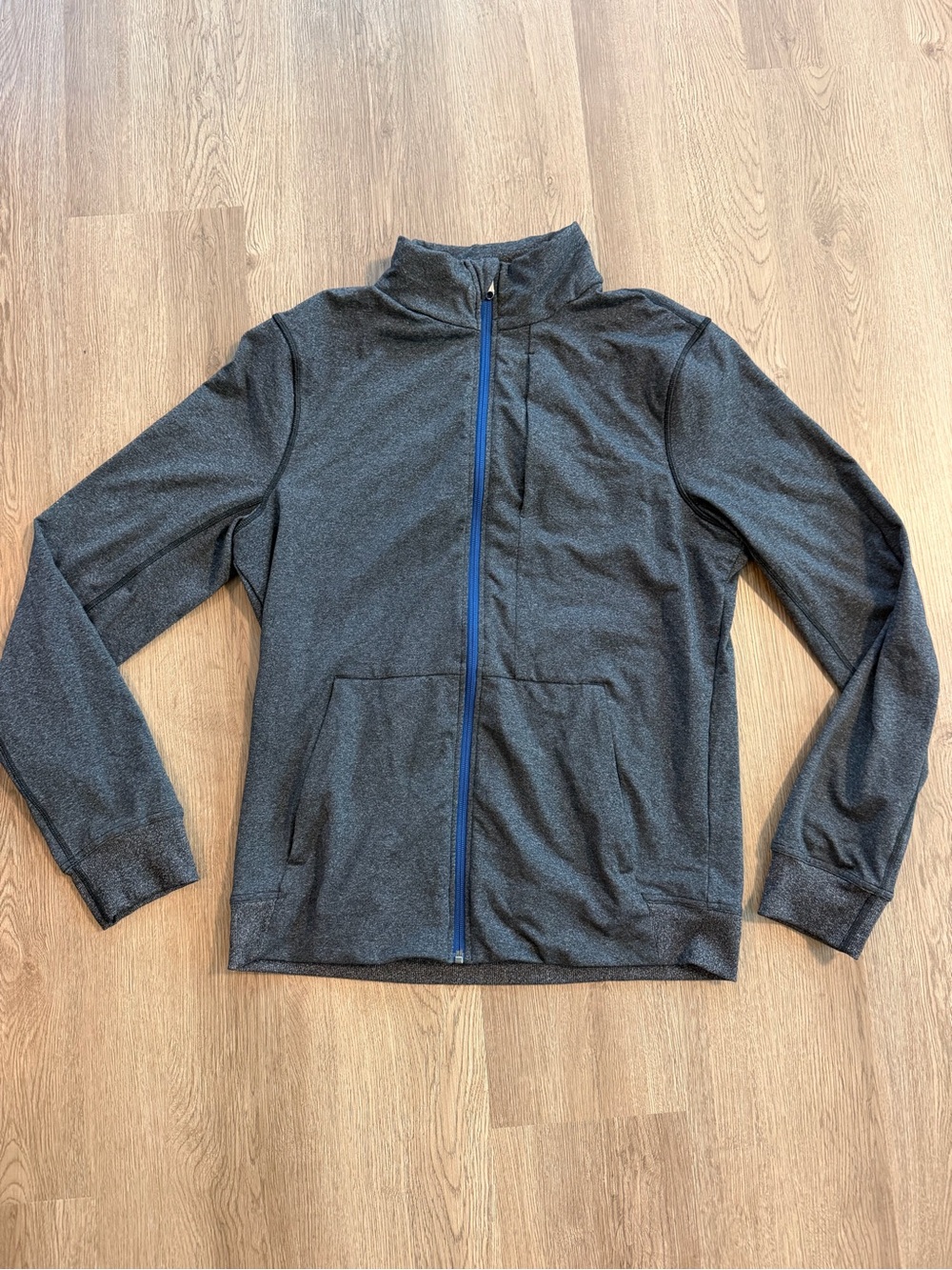 Lululemon Mens PrePost Full Zip Performance Jacket Gray Heather Blue Sz Medium